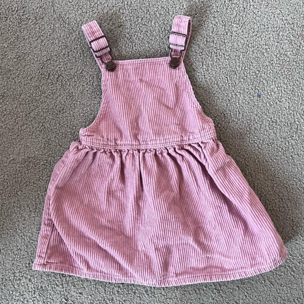 ZARA Kids Pink Corduroy Overall Dress size 12-18 M